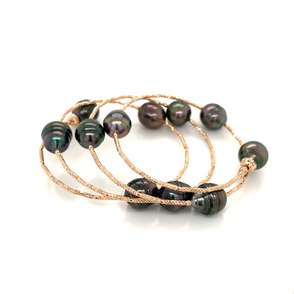 Flexible Black Pearl Bracelet in 18K Rose Gold