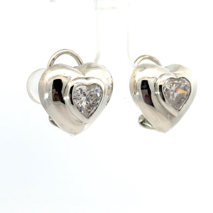 Heart CZ Earrings in Silver