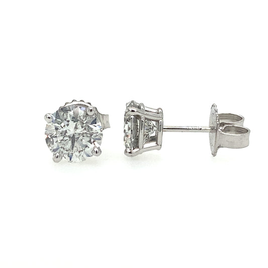 ROUND DIAMOND STUD EARRINGS (2.03CTW) IN WHIE GOLD