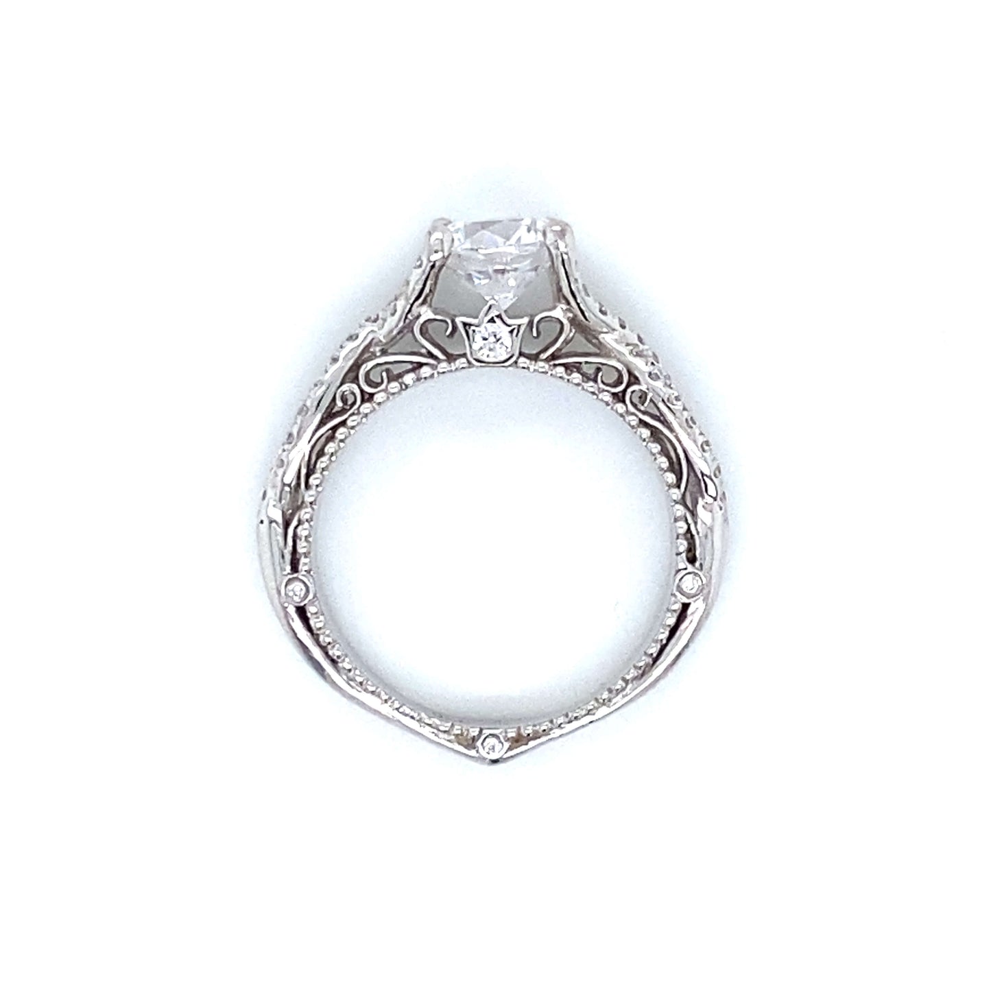 Verragio Pave Twisted Shank Engagement Ring in 18K White Gold