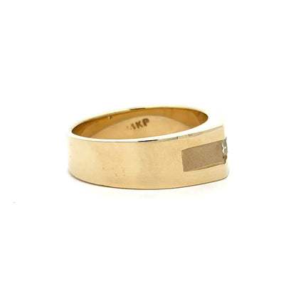 Brushed Diamond Band in 14K Yellow Gold