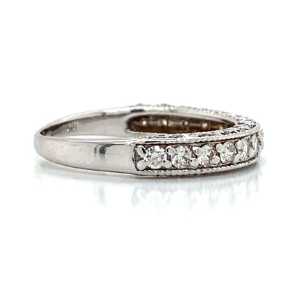 Milgrain Wedding Ring in 18K White Gold