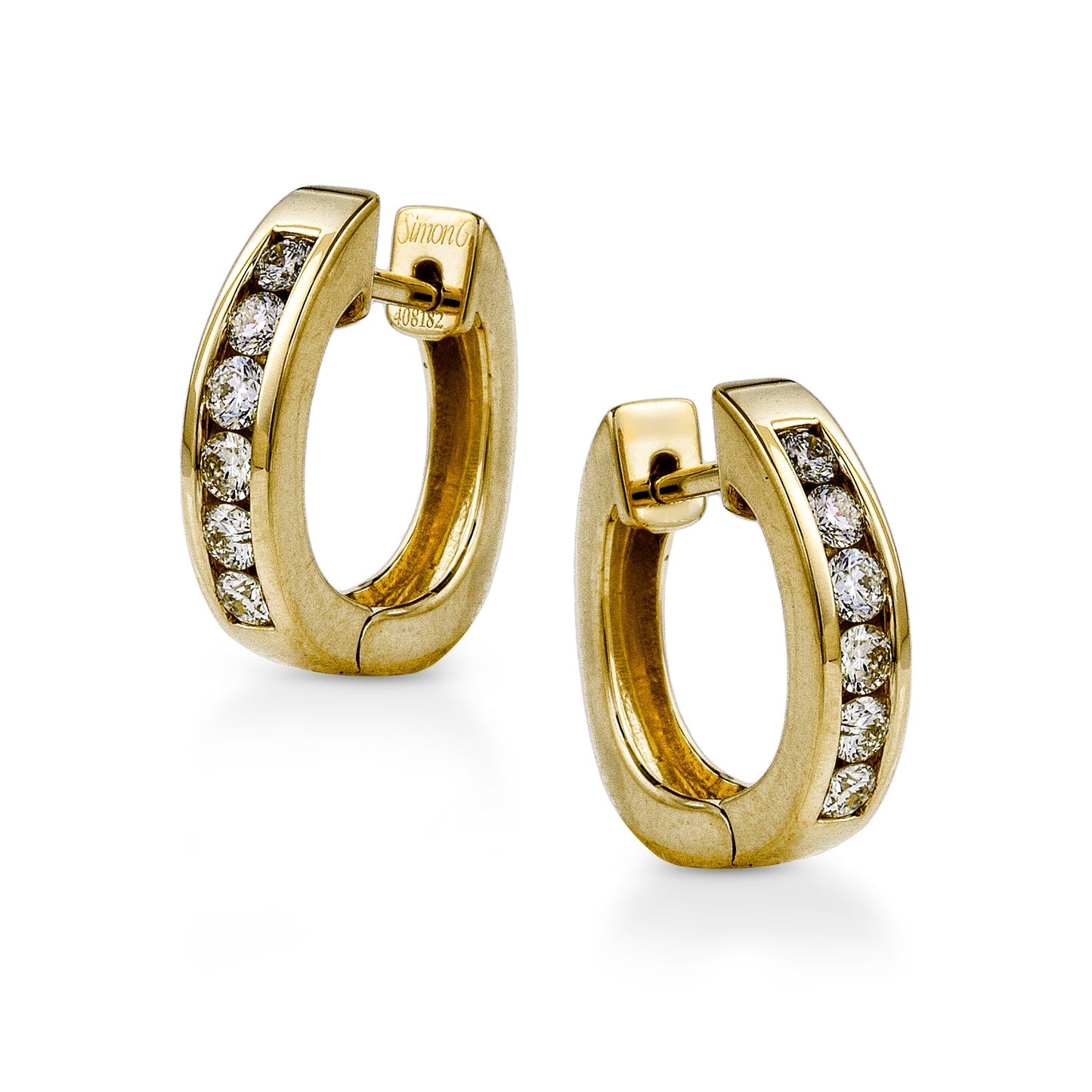 Huggie Hoop Earrings in 18k Gold with Diamonds