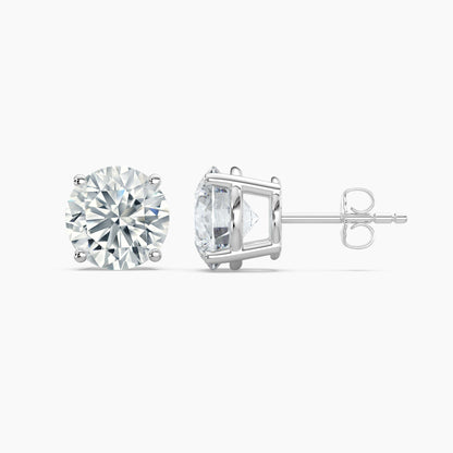 Round Brilliant Cut Natural Diamond Stud Earrings 4 Ct