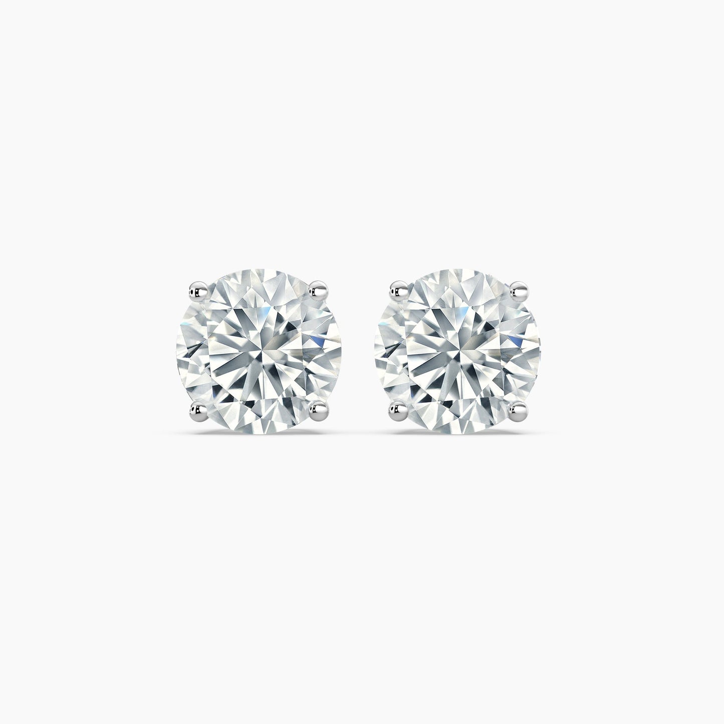 Round Brilliant Cut Natural Diamond Stud Earrings 2 Ct