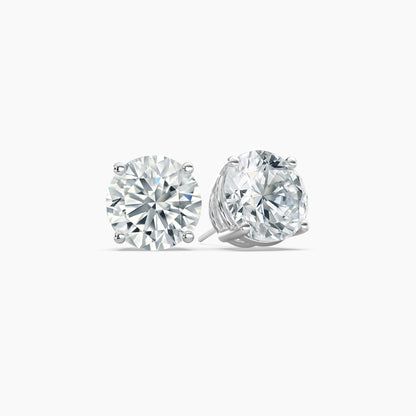 Round Brilliant Cut Natural Diamond Stud Earrings 4 Ct