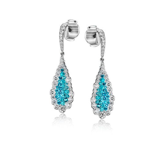 Paraiba Drop Earrings in 18k Gold with Diamonds