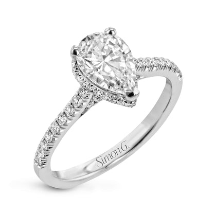 Pear-Cut Hidden Halo Engagement Ring In 18k Gold With Diamonds