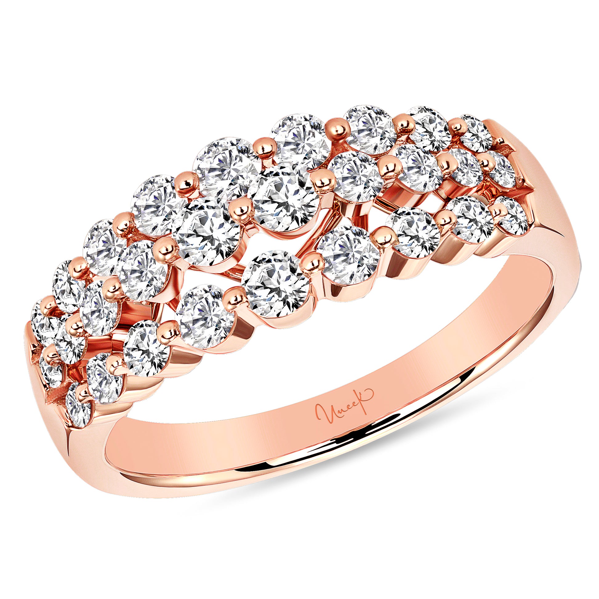 Image for Uneek 3-Row Ring 14K Rose Gold LVBW039R