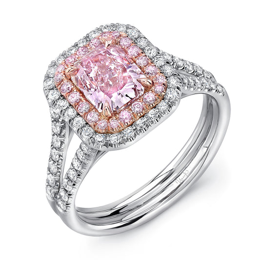 Image for Uneek Double-Halo Ring Platinum, 18K Rose Gold LVS1000