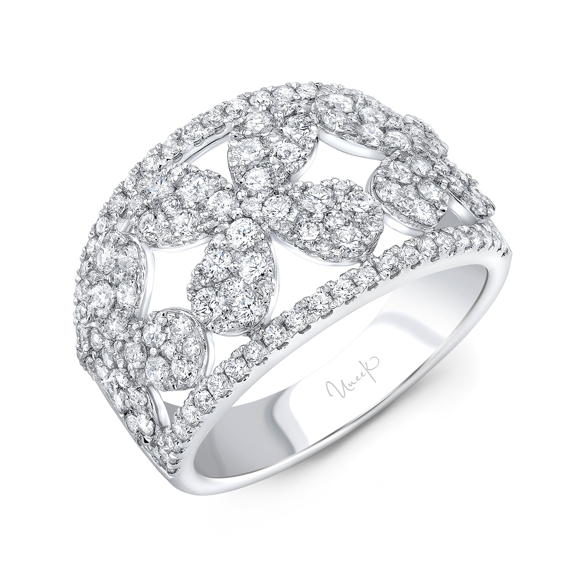 Image for Uneek Floral Ring 14K White Gold R4439PH