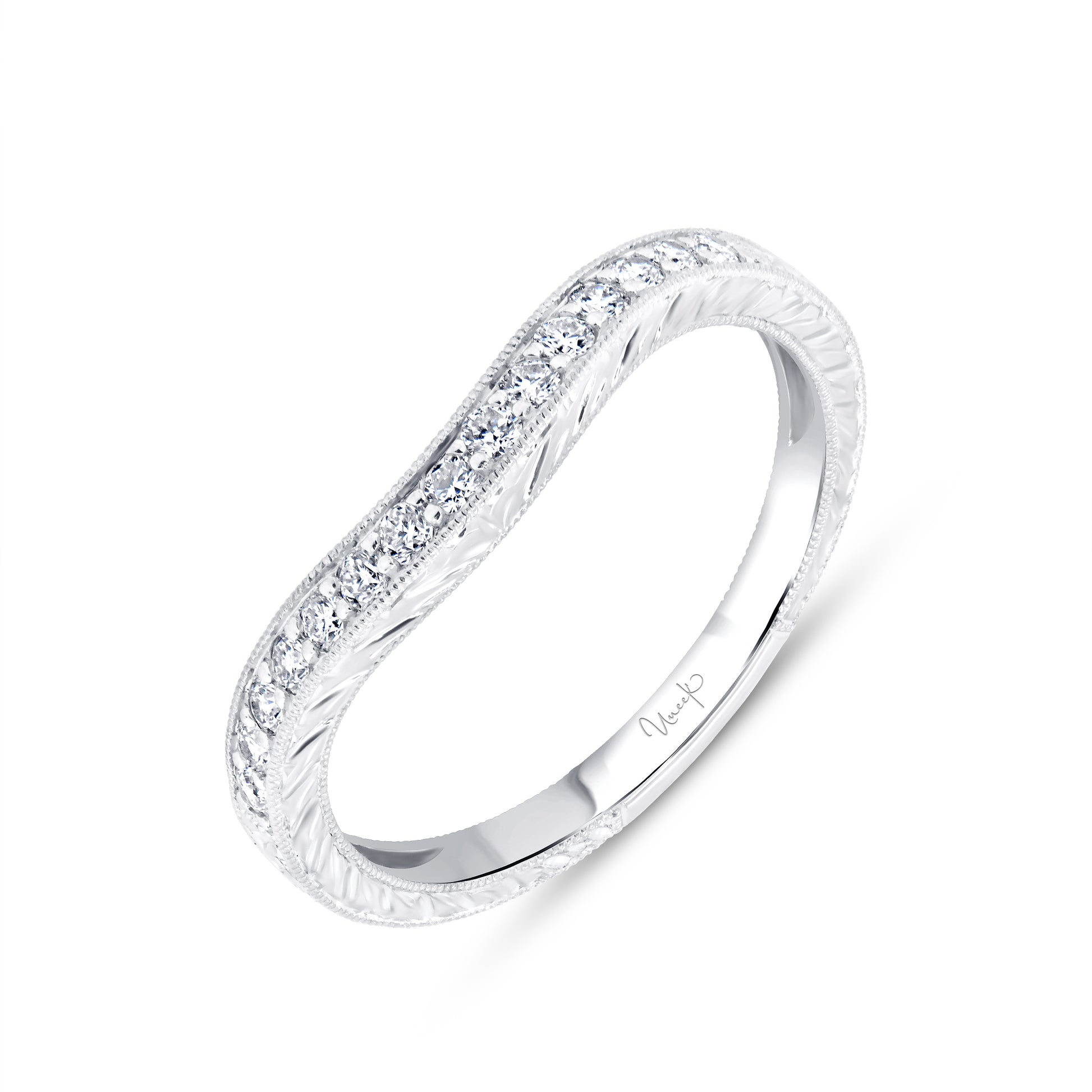 Image for Uneek Curved Ring 14K White Gold RB1030