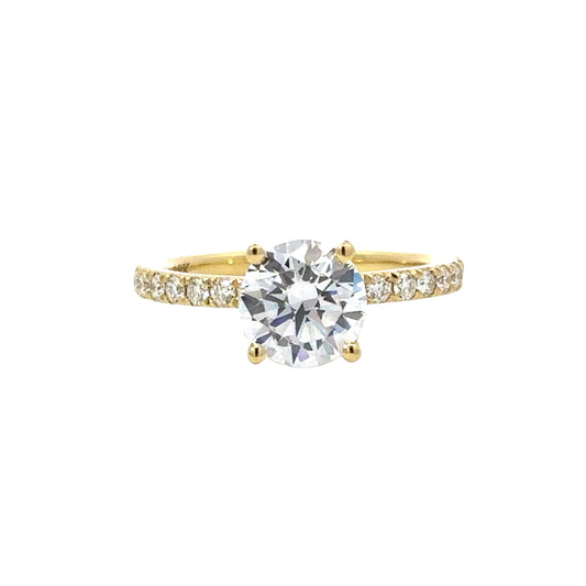 Round-Cut Diamond Engagement Ring in 18K Yellow Gold