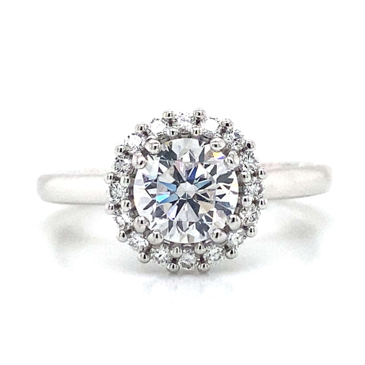 Verragio Halo Milgrain Engagement Ring in 18K White Gold