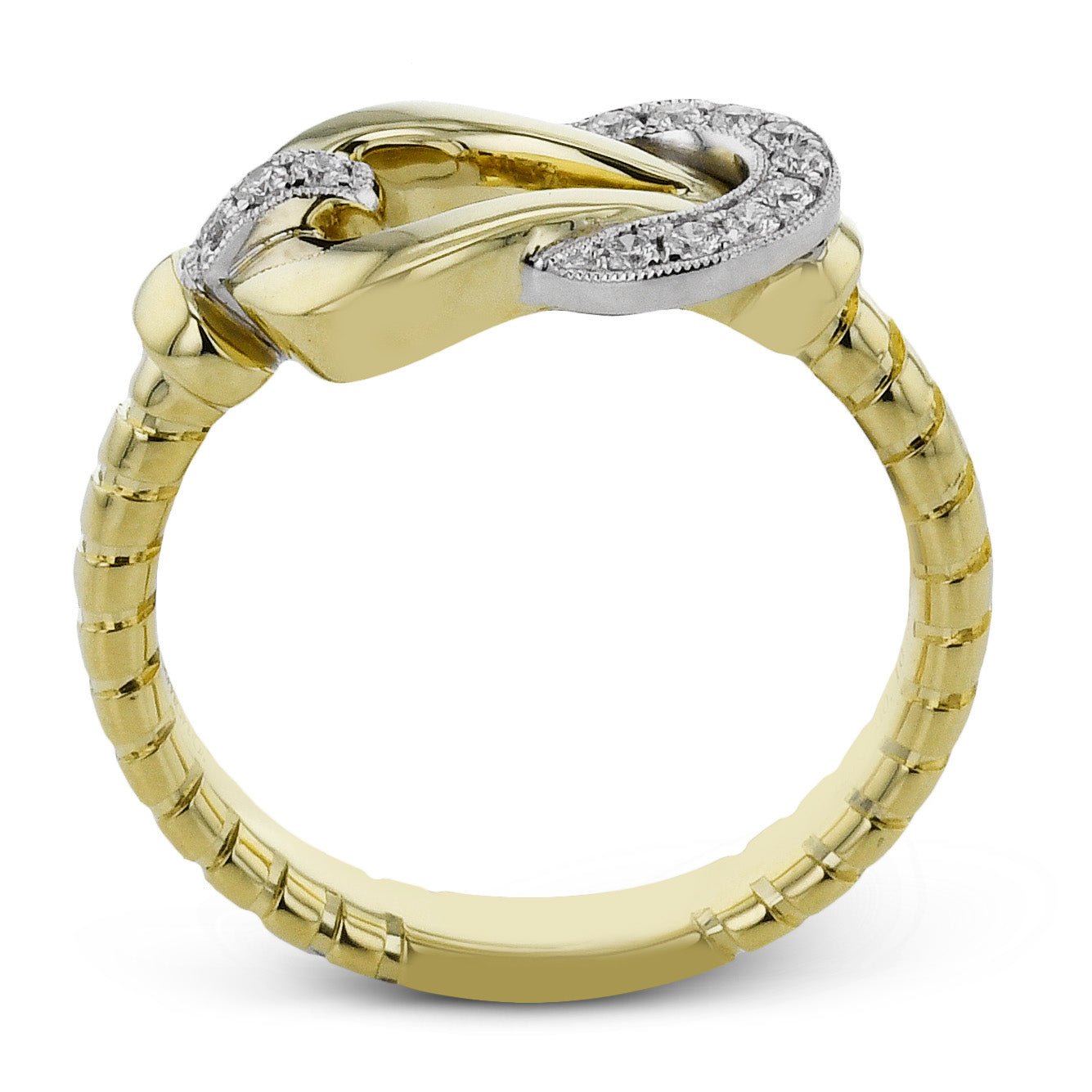 Buckle Fashion Ring In 18k Gold With Diamonds