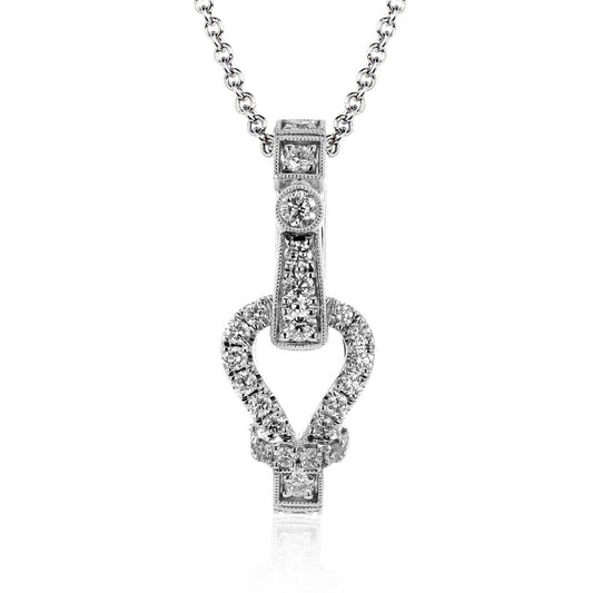 Buckle Pendant Necklace in 18k Gold with Diamonds - Simon G. Jewelry