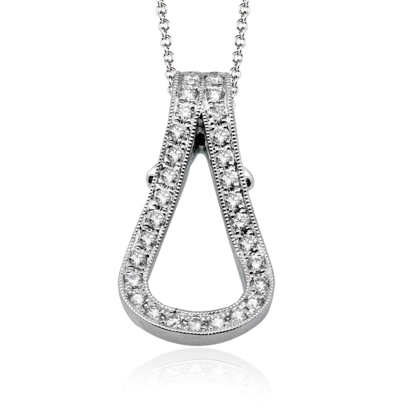 Buckle Pendant Necklace in 18k Gold with Diamonds - Simon G. Jewelry