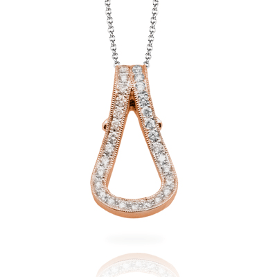 Buckle Pendant Necklace in 18k Gold with Diamonds - Simon G. Jewelry