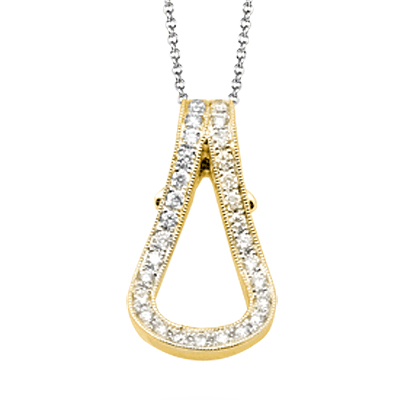 Buckle Pendant Necklace in 18k Gold with Diamonds - Simon G. Jewelry