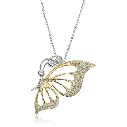 Butterfly Pendant Necklace in 18k Gold with Diamonds - Simon G. Jewelry