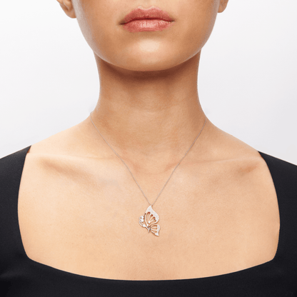 Butterfly Pendant Necklace in 18k Gold with Diamonds