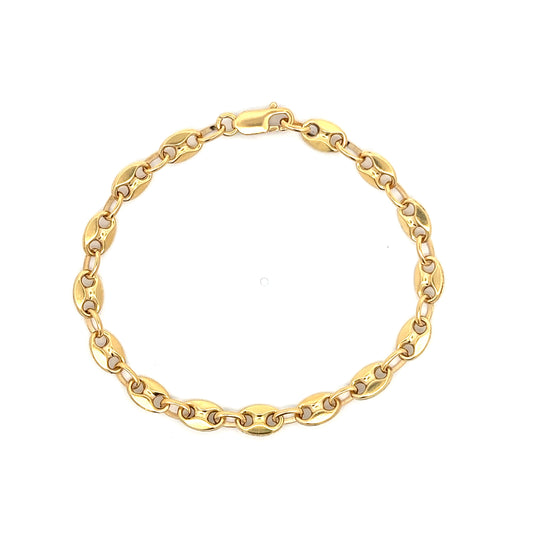 Puffed Anchor Chain Bracelet in 18K Yellow Gold