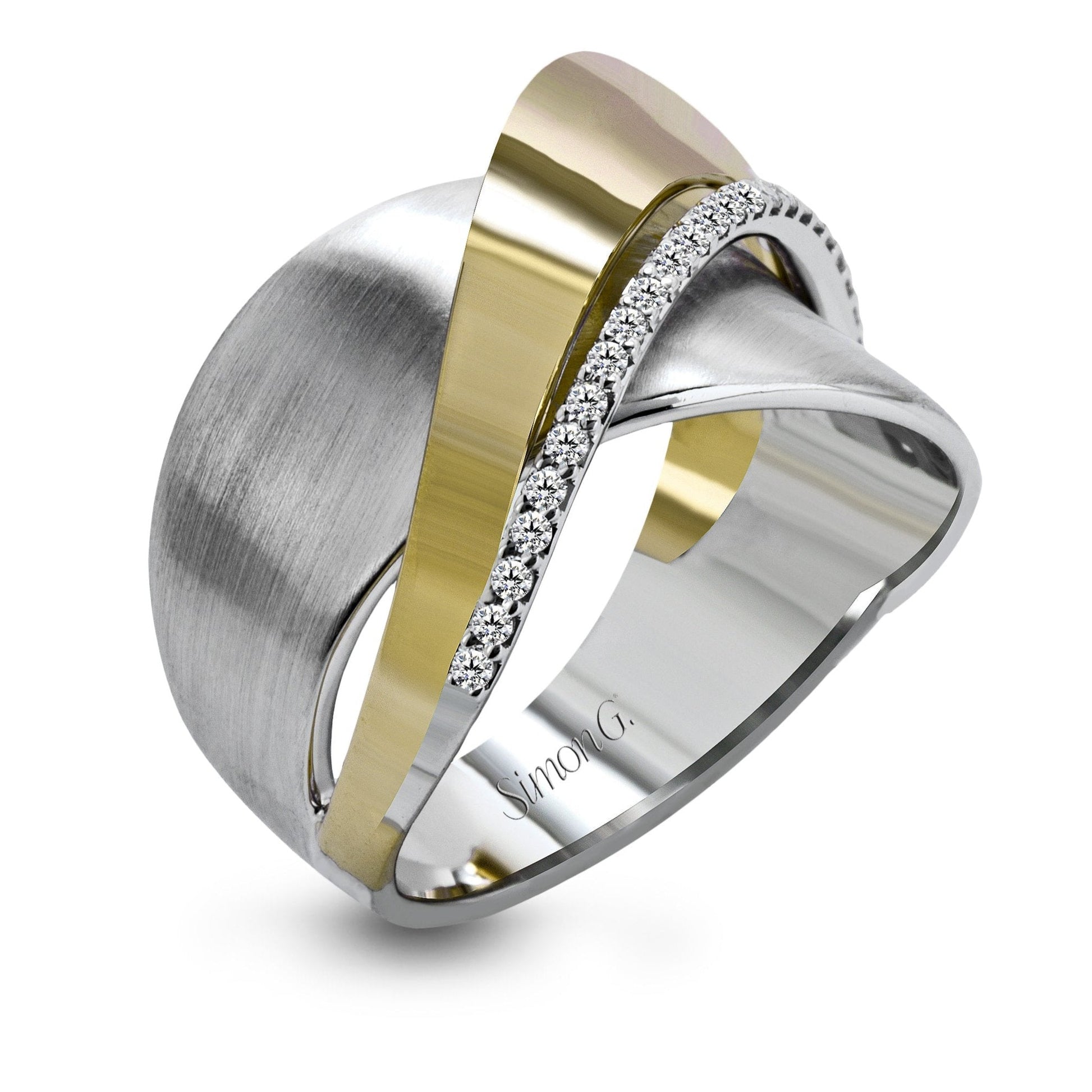 Clio Fashion Ring In 18k Gold With Diamonds - Simon G. Jewelry