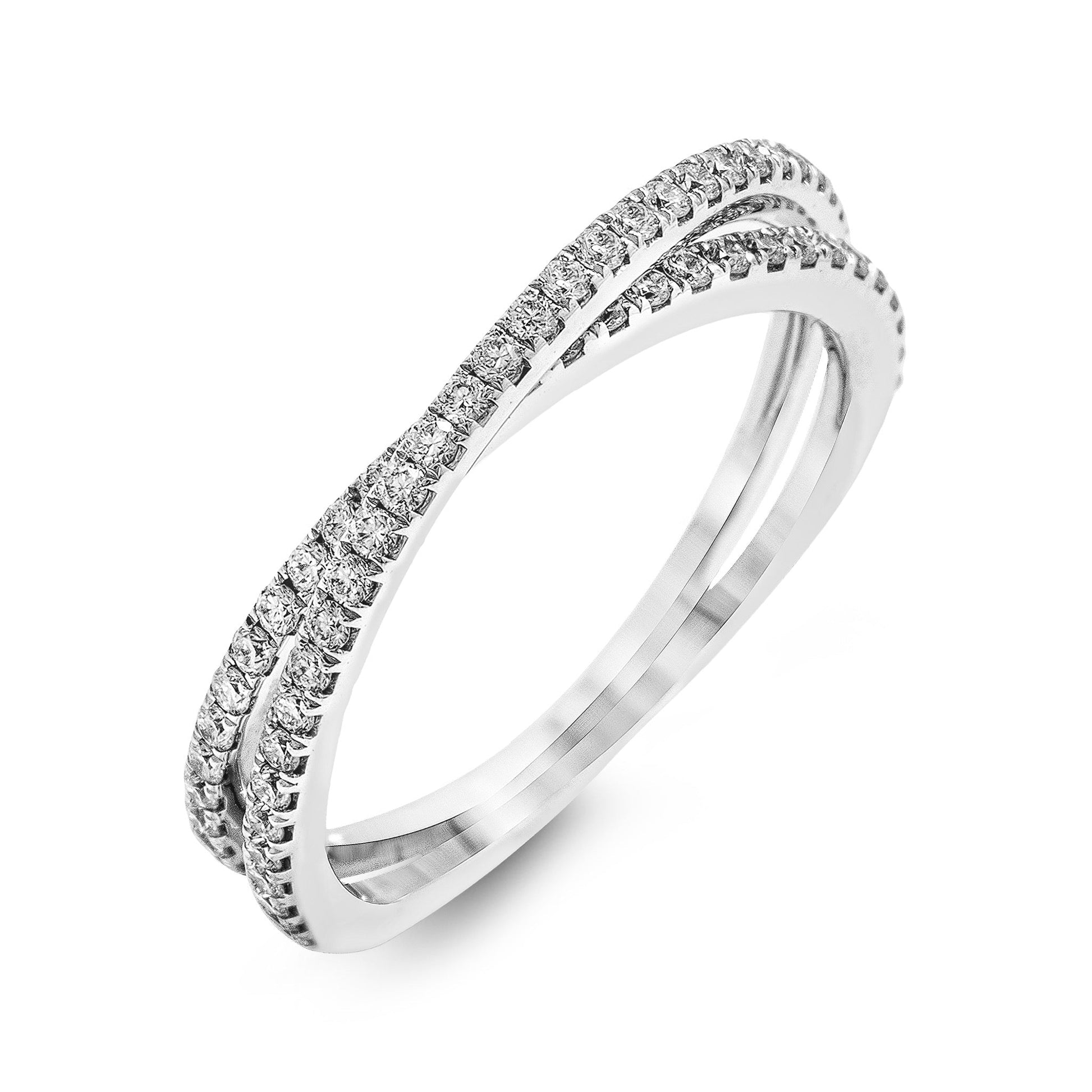 Criss - cross Wedding Band in 18k Gold with Diamonds - Simon G. Jewelry