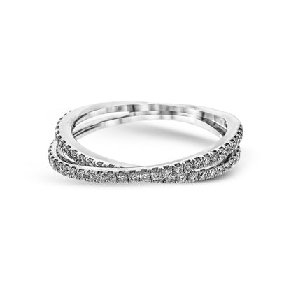 Criss-cross Wedding Band in 18k Gold with Diamonds