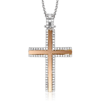 Cross Pendant Necklace in 18k Gold with Diamonds - Simon G. Jewelry