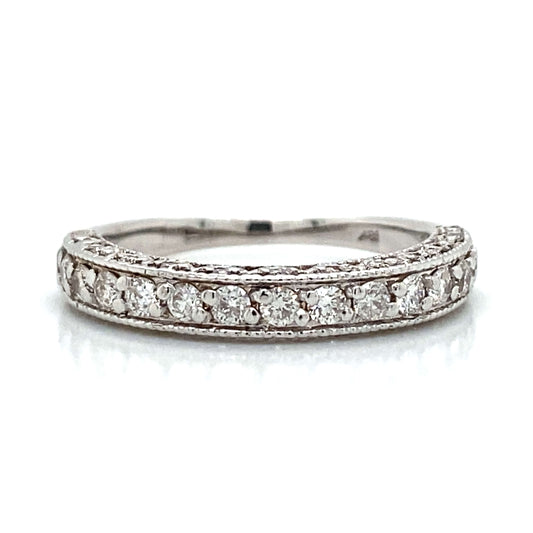 Milgrain Wedding Ring in 18K White Gold