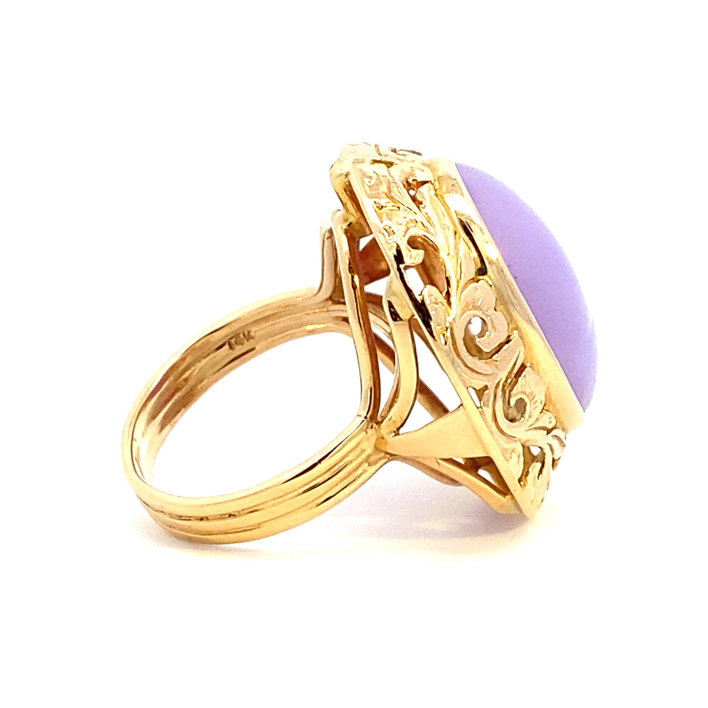 Natural Lavender Jade Ring in 14K Yellow Gold