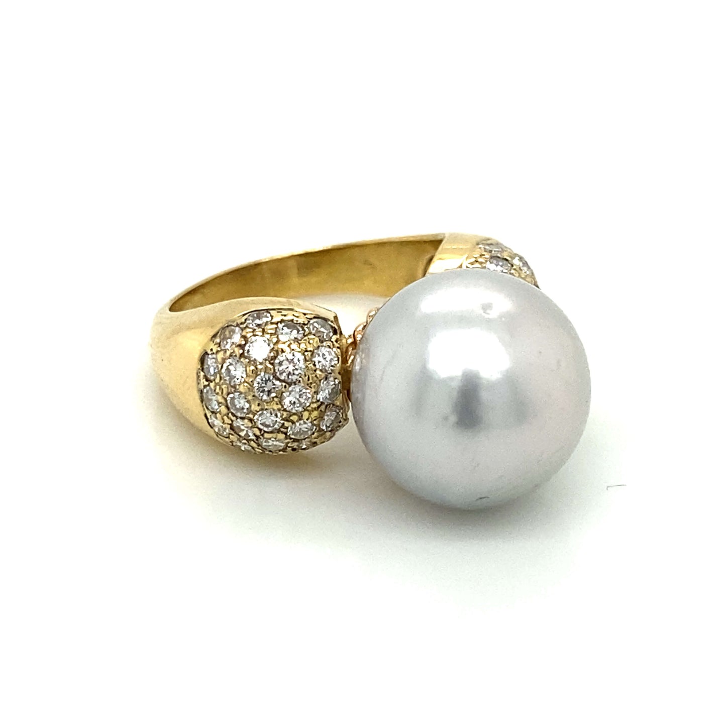 Tahitian Pearl Pave Ring in 18K Yellow Gold