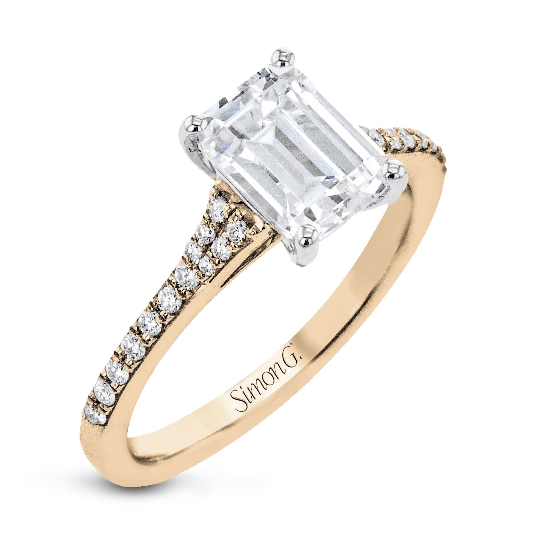 Emerald - Cut Engagement Ring In 18k Gold With Diamonds - Simon G. Jewelry