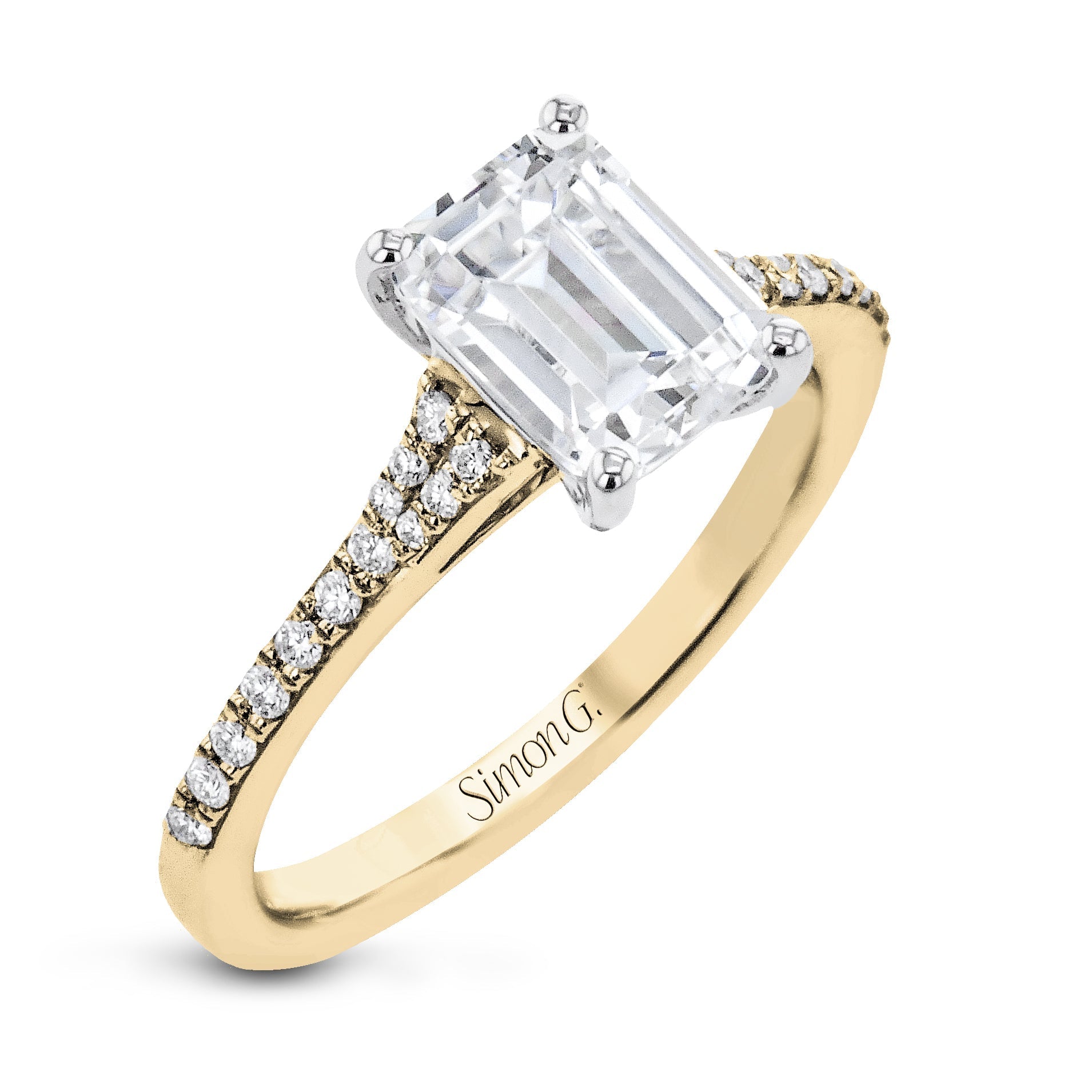 Emerald - Cut Engagement Ring In 18k Gold With Diamonds - Simon G. Jewelry