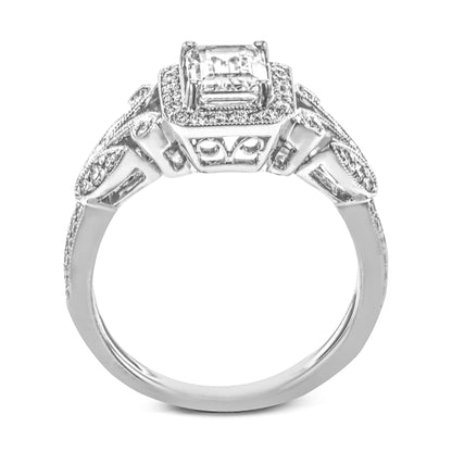 Emerald-Cut Halo Engagement Ring In 18k Gold With Diamonds