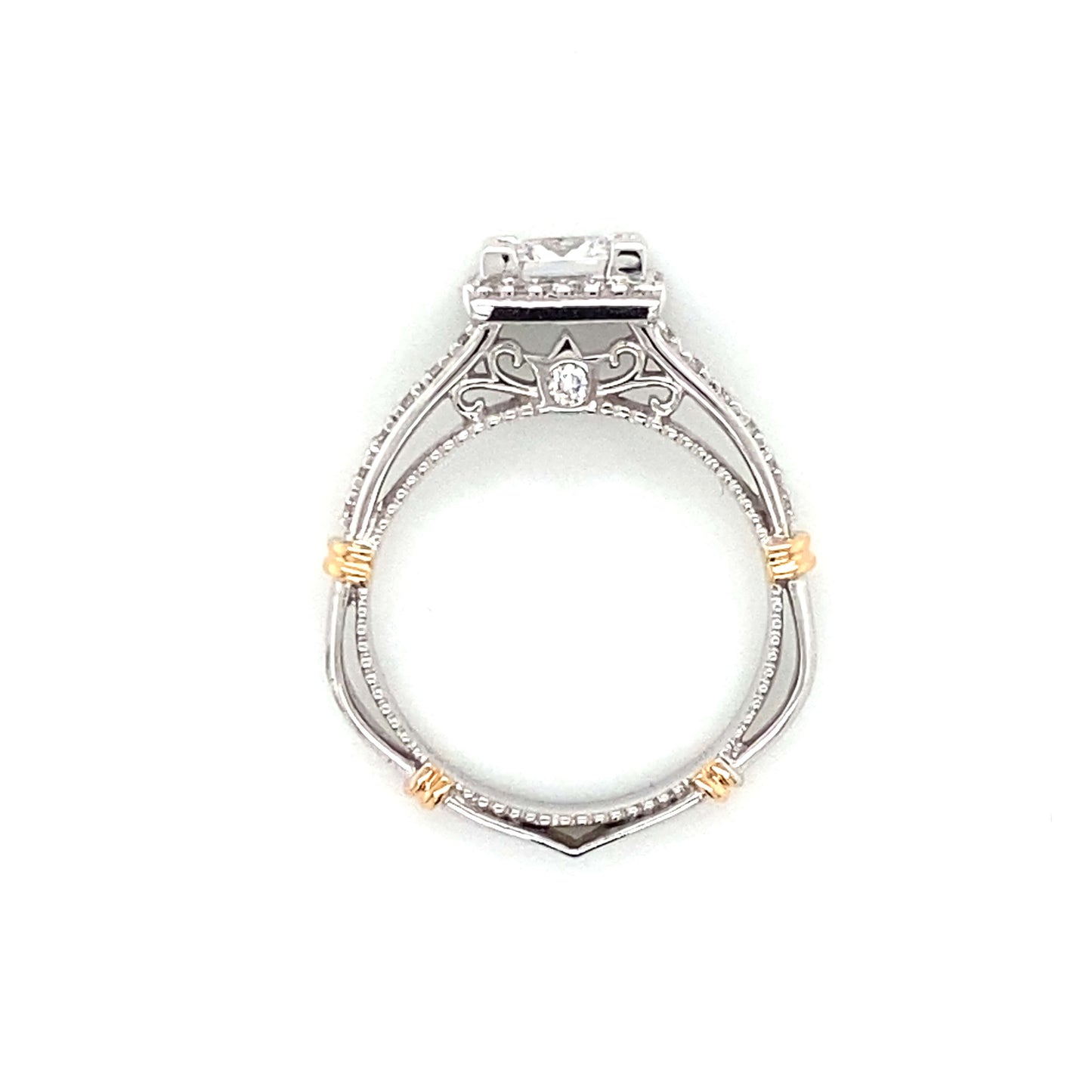 Verragio Square Halo Pave Engagement Ring in 18K White & Rose Gold