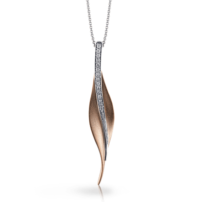 Fallen Leaves Pendant Necklace in 18k Gold with Diamonds - Simon G. Jewelry