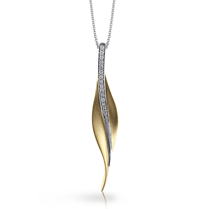 Fallen Leaves Pendant Necklace in 18k Gold with Diamonds - Simon G. Jewelry