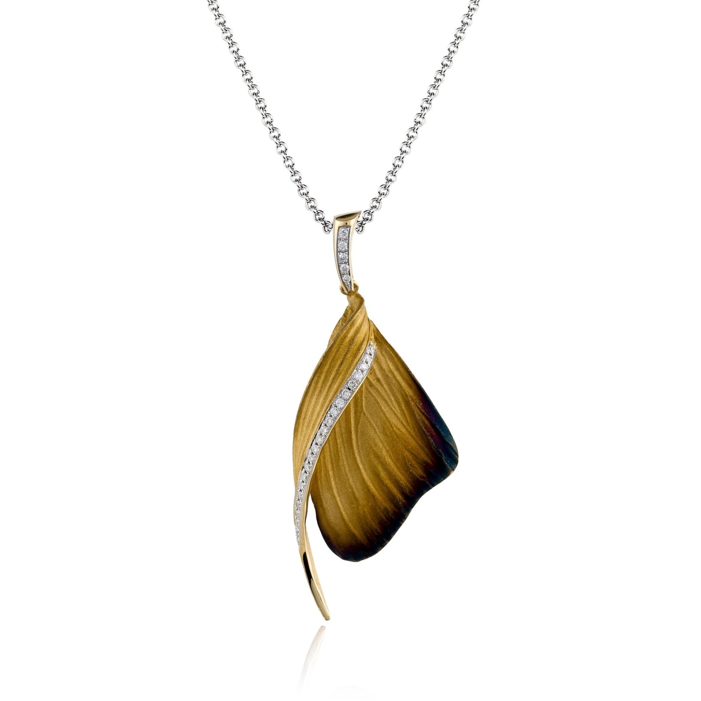 Fallen Leaves Pendant Necklace in 18k Gold with Diamonds - Simon G. Jewelry