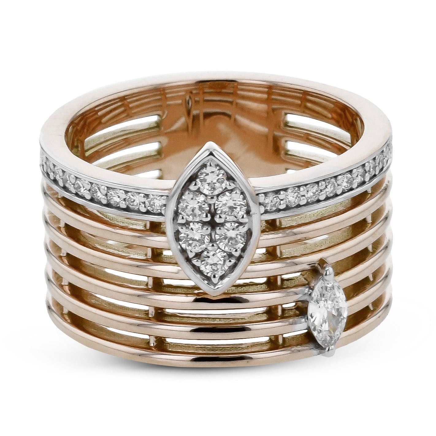 Fashion Ring In 18k Gold With Diamonds