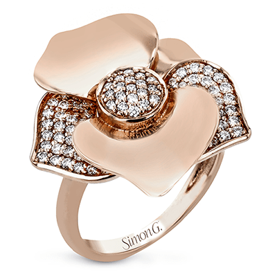 Flower Fashion Ring in 18k Gold with Diamonds - Simon G. Jewelry