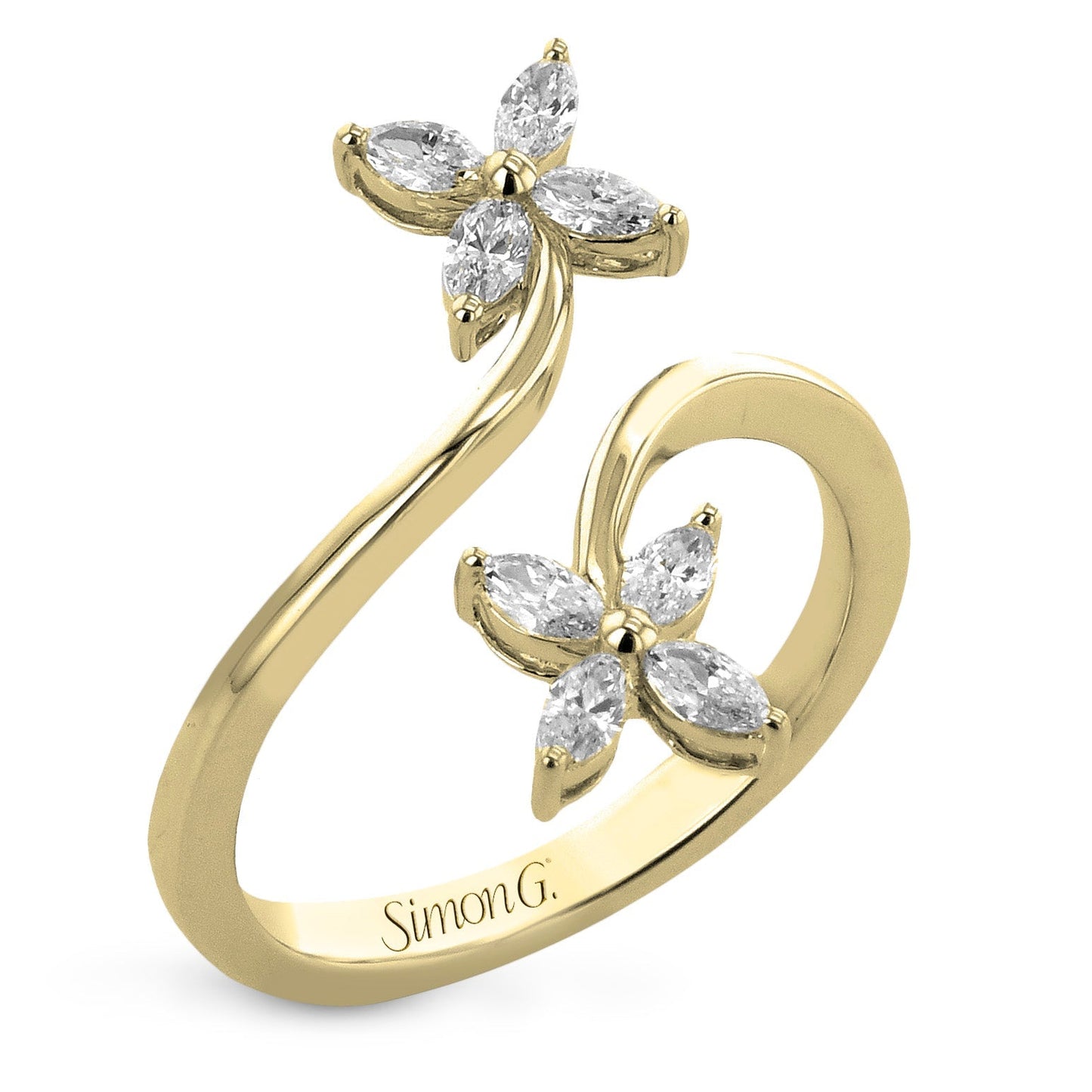 Flower Fashion Ring in 18k Gold with Diamonds - Simon G. Jewelry