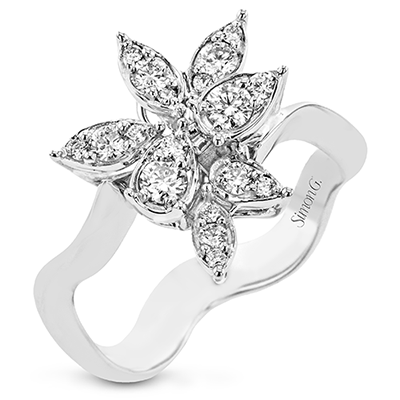 Flower Fashion Ring in 18k Gold with Diamonds - Simon G. Jewelry