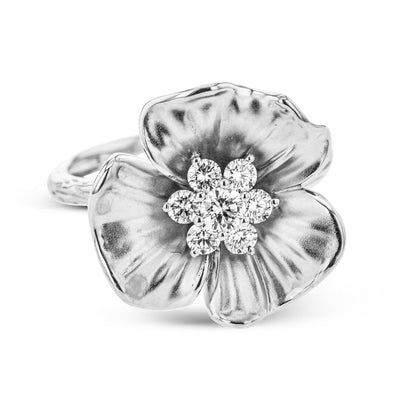 Flower Fashion Ring In 18k Gold With Diamonds