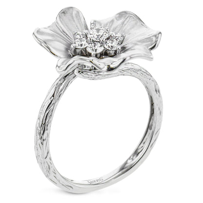 Flower Fashion Ring In 18k Gold With Diamonds - Simon G. Jewelry