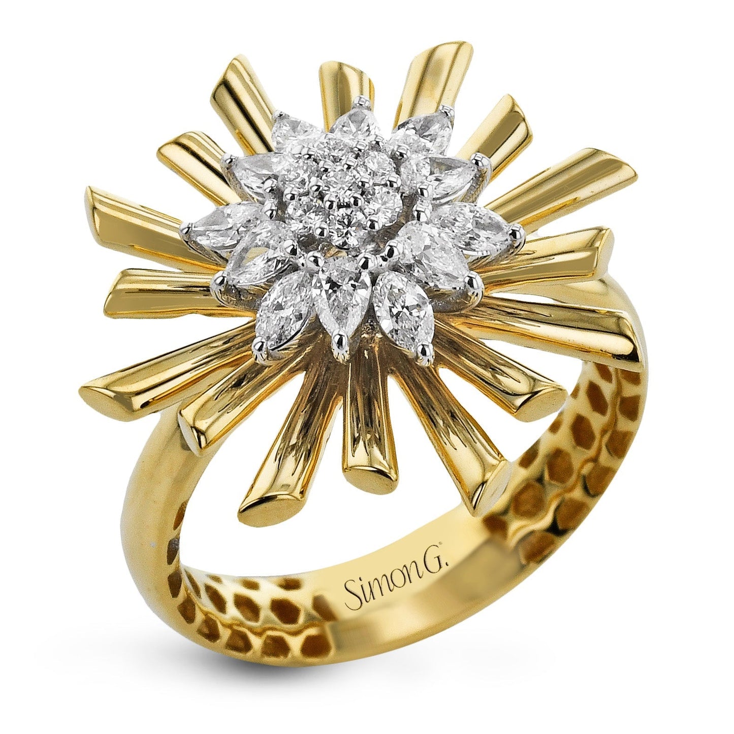 Flower Fashion Ring In 18k Gold With Diamonds - Simon G. Jewelry