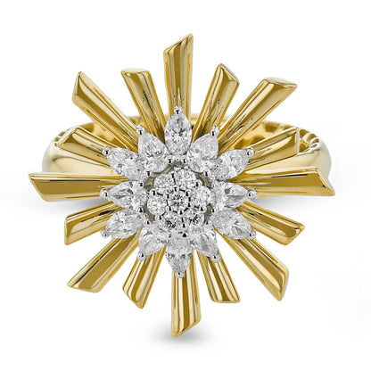 Flower Fashion Ring In 18k Gold With Diamonds