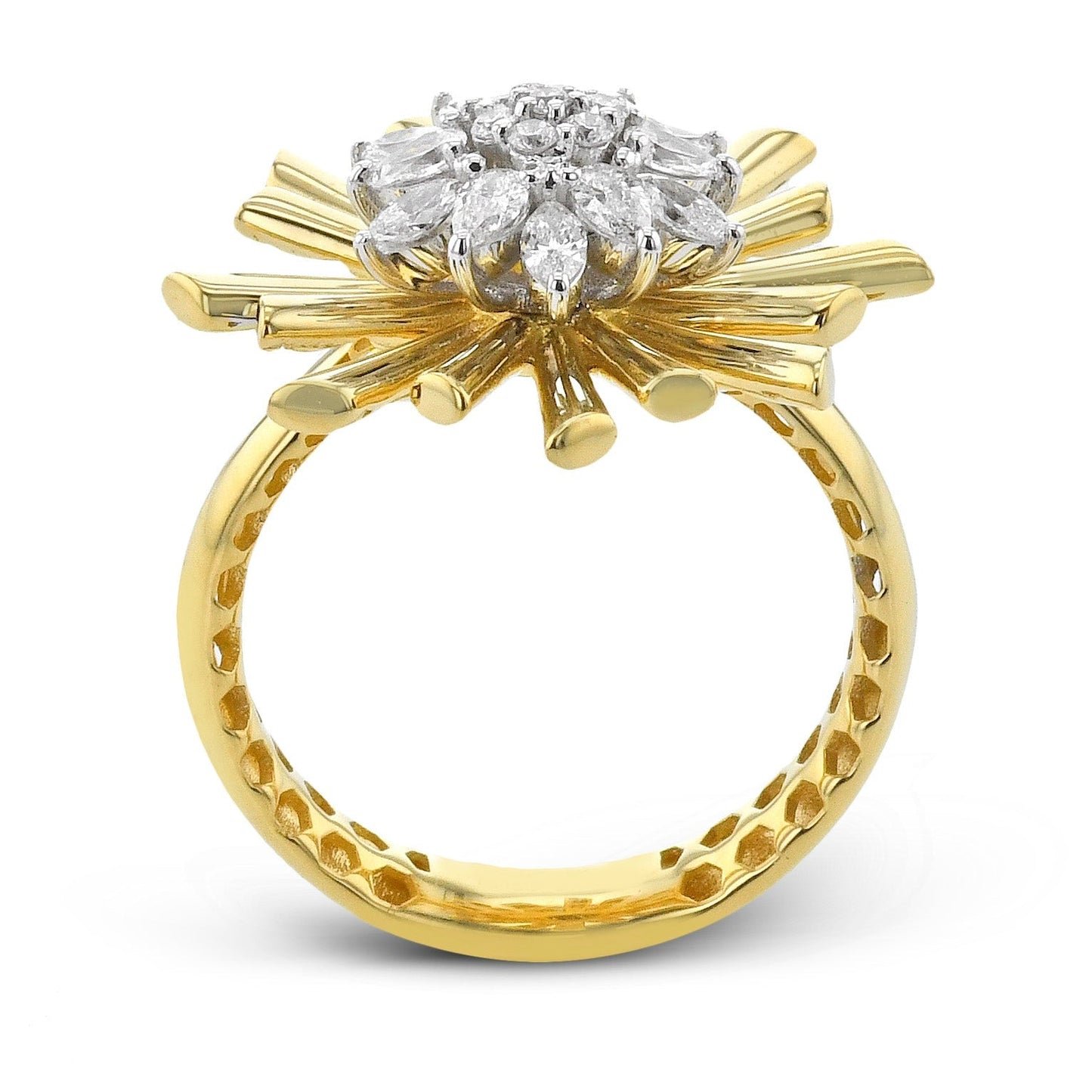 Flower Fashion Ring In 18k Gold With Diamonds