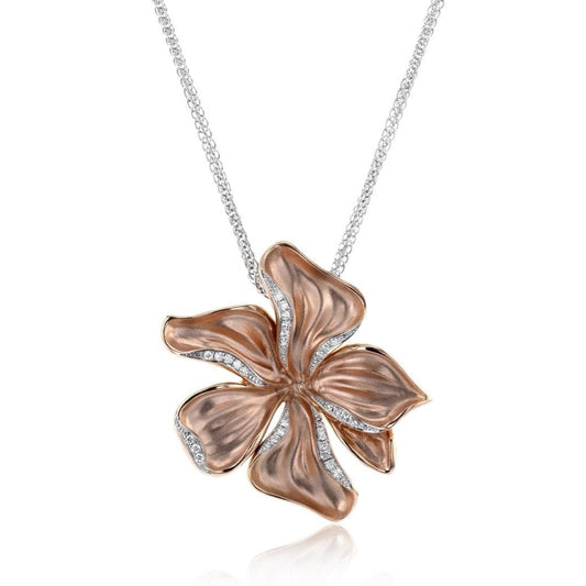 Flower Pendant Necklace in 18k Gold with Diamonds - Simon G. Jewelry